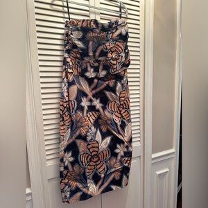 White House Black Market Strapless Dress in Blue and Peach